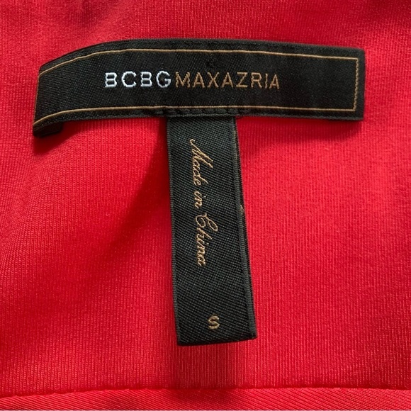 BCBGMAXAZRIA red draped bubble hem pleated bodice sleeveless mini dress.… - Picture 8 of 11